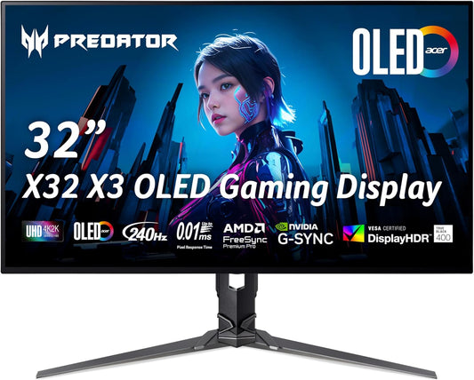 Acer Predator X32 X3 | Immersive 4K OLED Gaming | Lightning-Fast 480Hz Refresh | AMD FreeSync Pro
