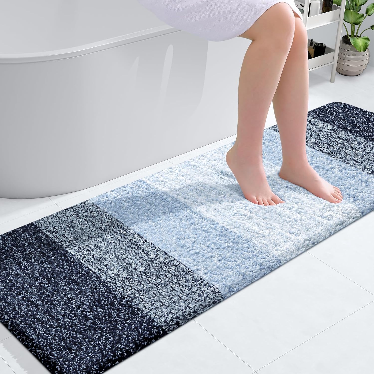 OLANLY Bathroom Runner Rugs 59x20, Soft Microfiber Bath Mats