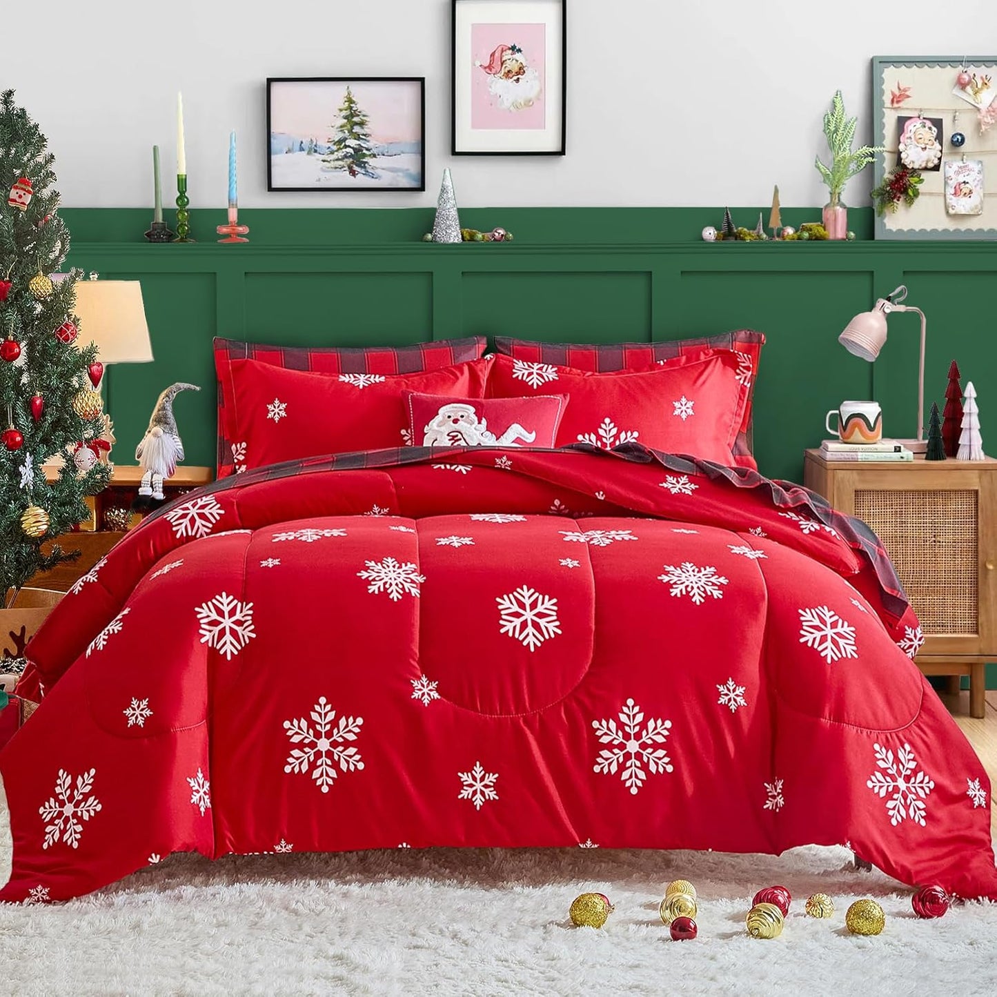 Titatida Christmas Comforter Set Queen for Holiday Warmth