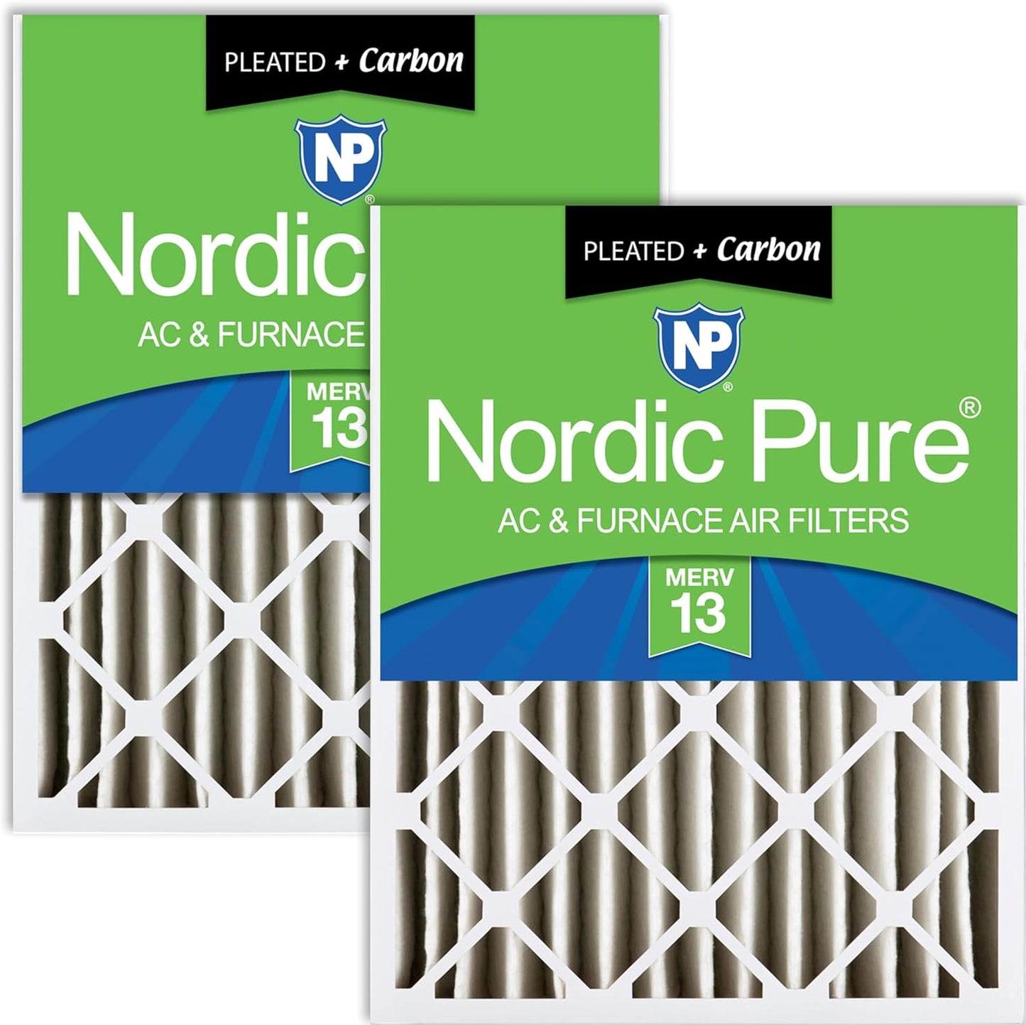 Nordic Pure Pleated Air Filters MERV 13 with Carbon 2 Pack