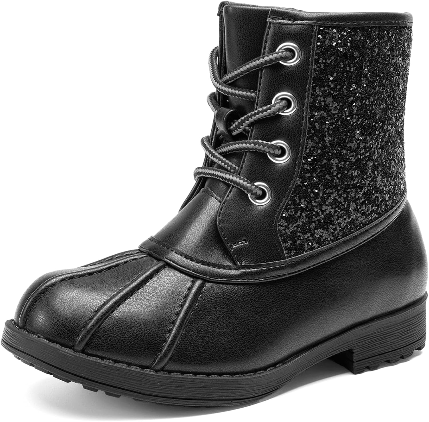 DREAM PAIRS Girls Side Zipper Glitter Ankle Boots for Winter