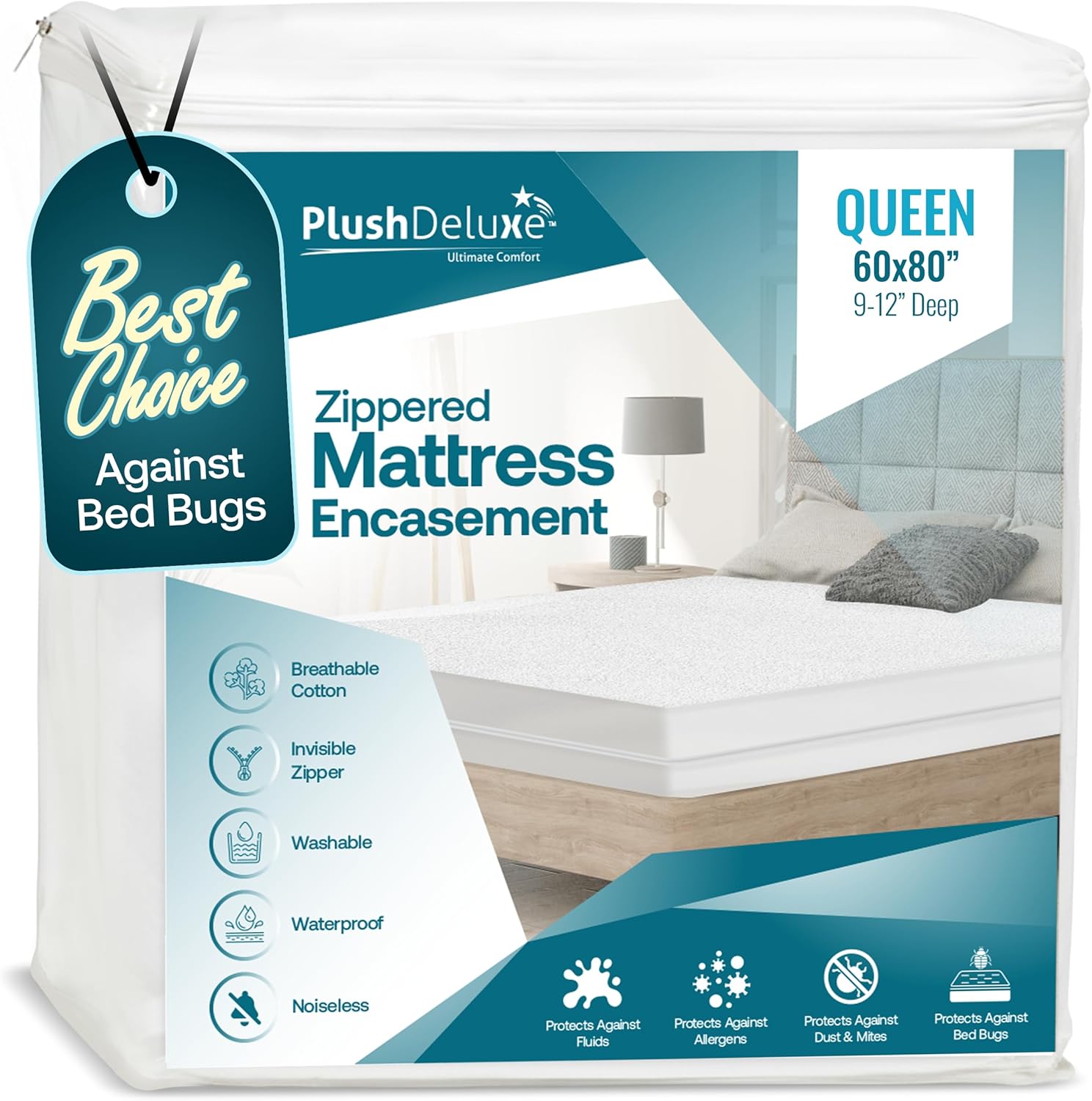 PlushDeluxe Queen Size Premium Mattress Encasement for Comfort