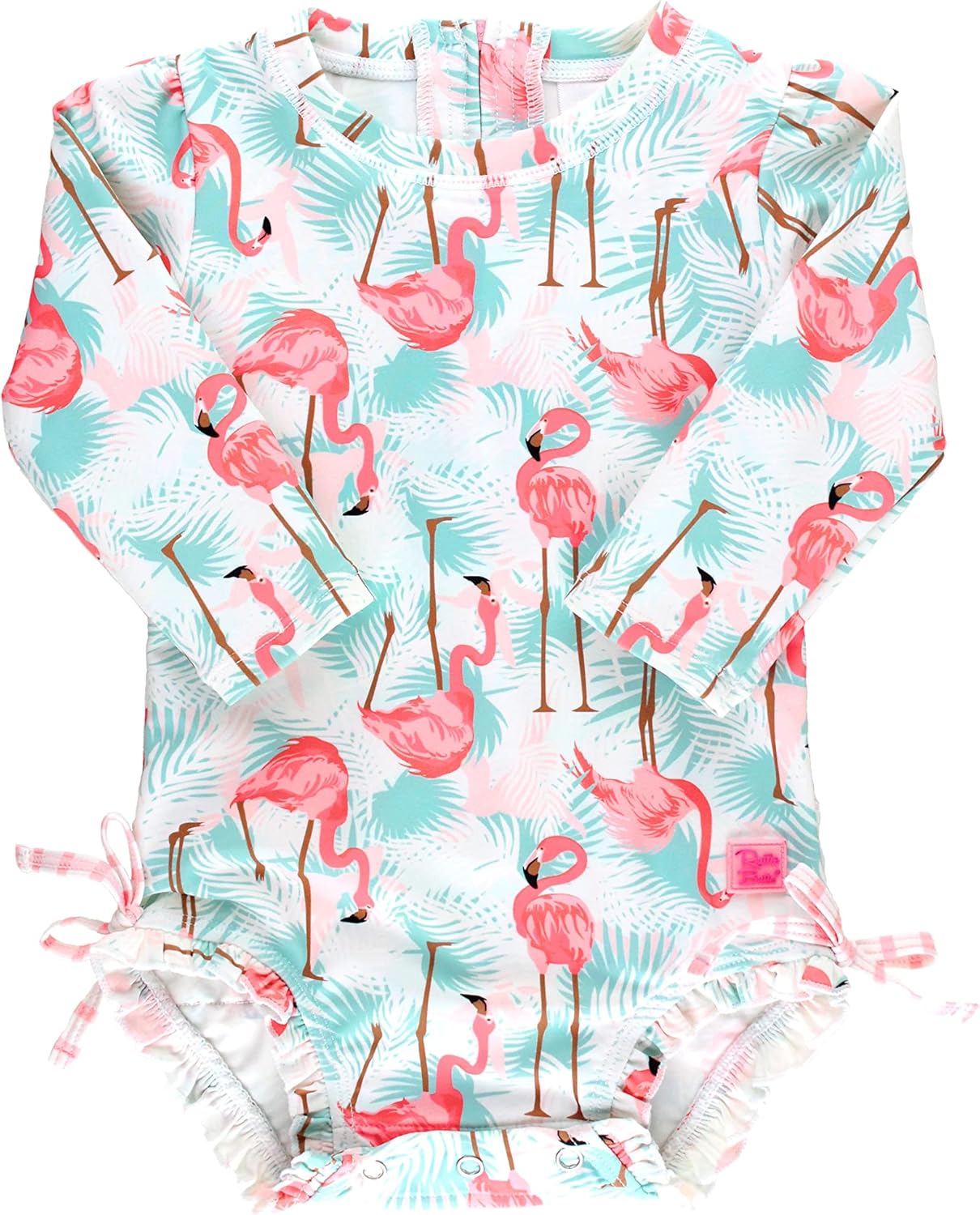 RuffleButts Baby Girls Floral Printed Long Sleeve Rash Guard