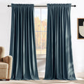 NICETOWN Blue Velvet Curtains 120 in - Blackout Thermal Panels