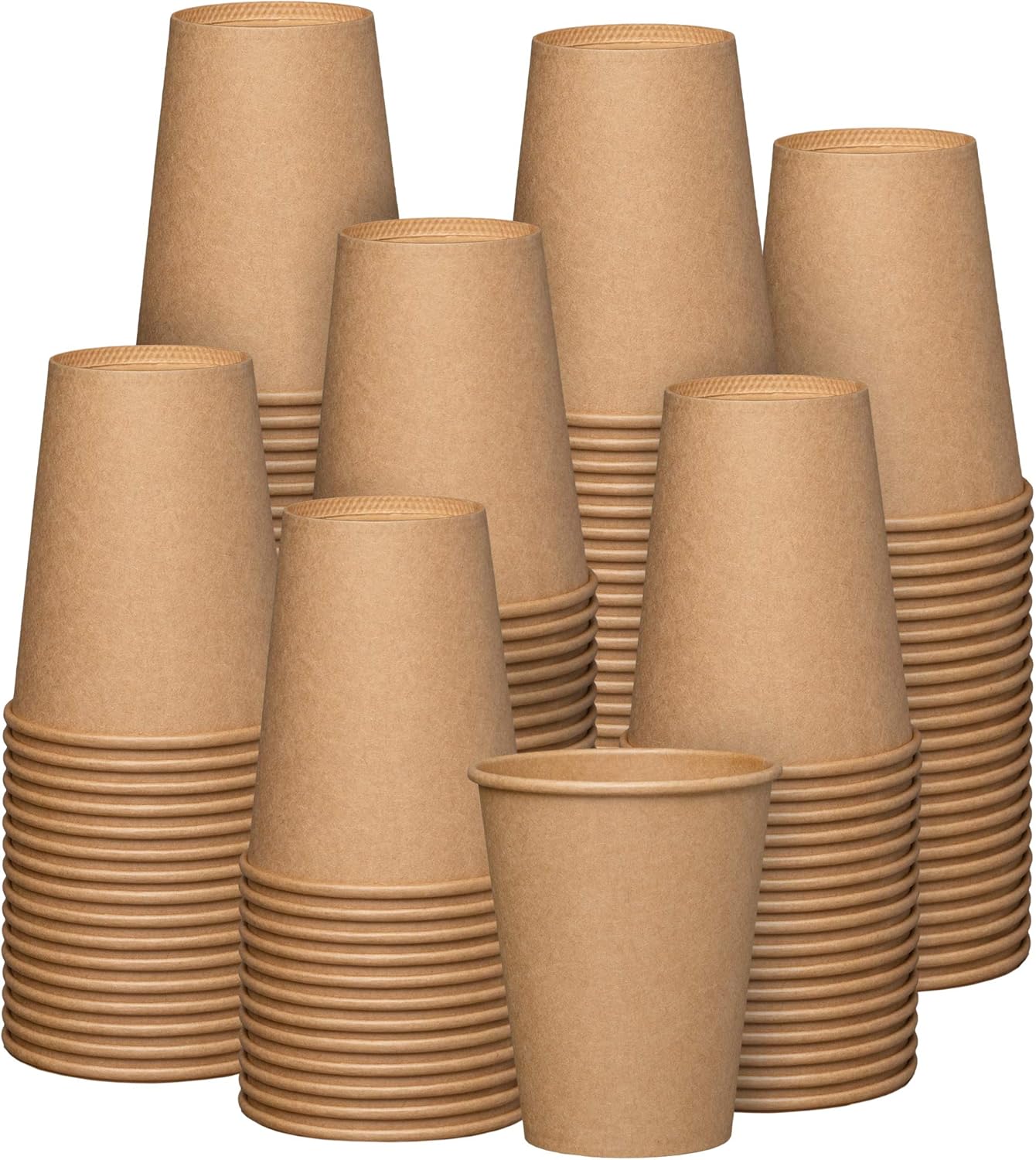 300 Pack Kraft Paper Coffee Cups - Comfy & Unbleached