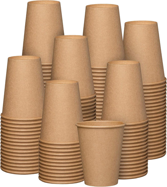 300 Pack Kraft Paper Coffee Cups - Comfy & Unbleached