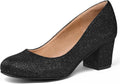 Women's Pumps Low Chunky Block Heel Round Toe - Cushioned Comfort