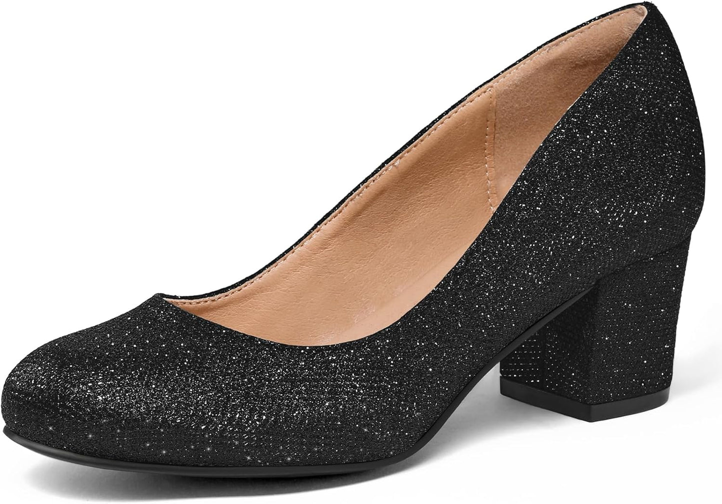 mysoft Women's Pumps Low Chunky Block Heel Round Toe Comfort