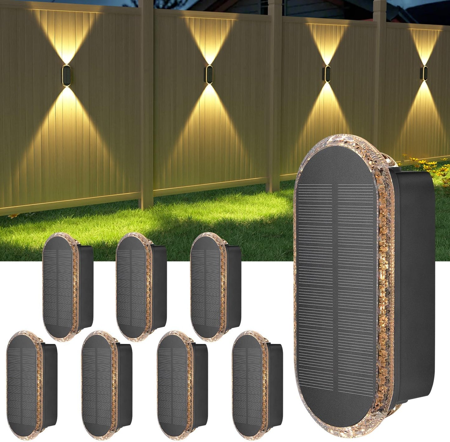 Ellasay Solar Powered Fence Lights for Outdoor Illumination