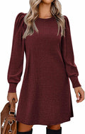 Zeagoo Women's Knit Dress with Puff Sleeves for Fall Style
