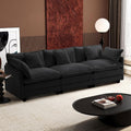 111.4 in 3-Seater Cloud Sofa in Black - Modular Deep Seat Comfort
