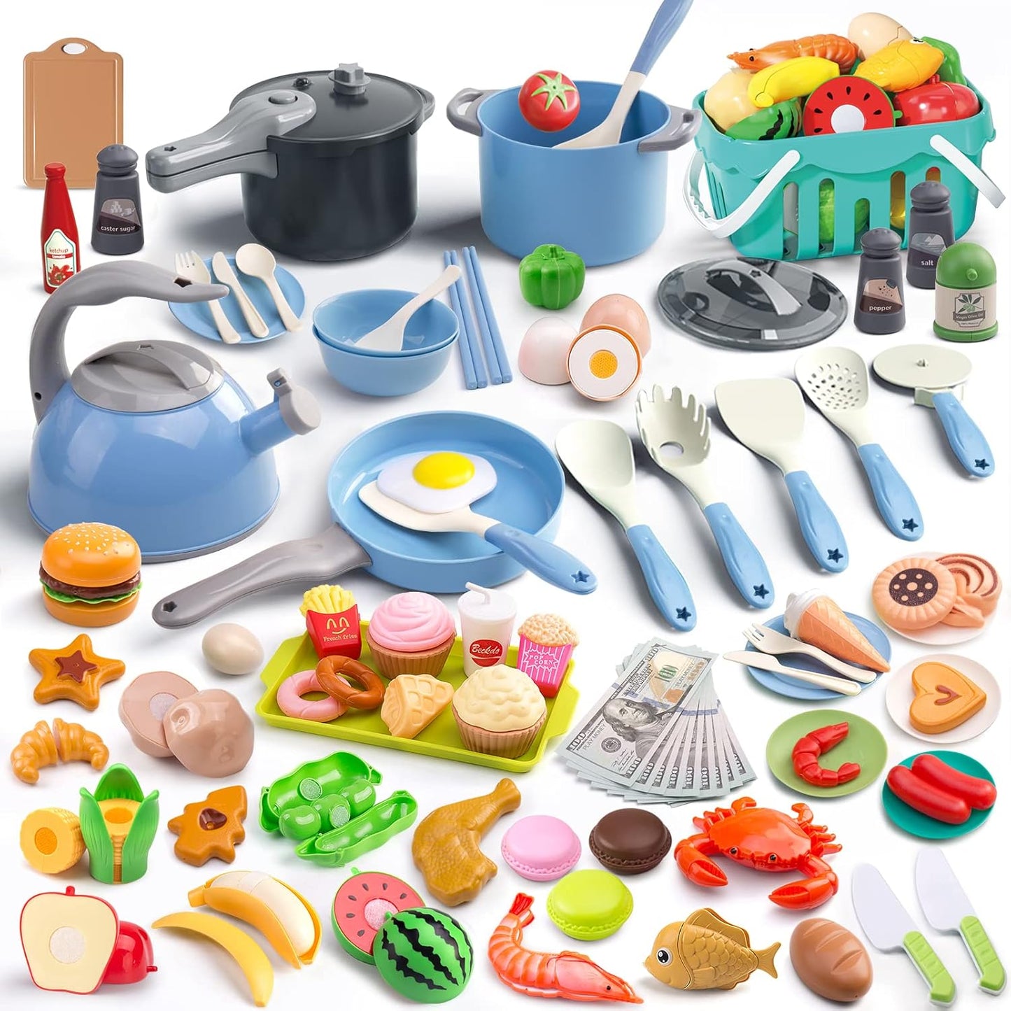 130Pcs Kitchen Playset for Kids - Fun Cooking Experience
