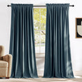 Blue Velvet Blackout Curtains 84 in Slate Blue - Thermal, Sound
