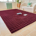 Wine Red Rabbit Plush Area Rug 6ft x 9ft - Soft Fluffy Faux Fur