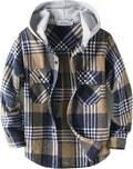 Boys Girls Casual Flannel Plaid Hoodies Button-Down Shirt - Cozy