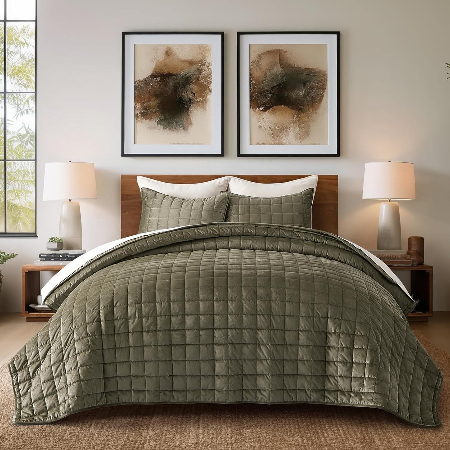 Luxurious Pearl Velvet Quilt Set for Full Queen Size Bedding