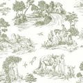 Toile Peel and Stick Wallpaper Vintage Green Contact Paper - Removable