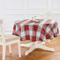 Solino Home Plaid Round Tablecloth 70 in - Pure Linen Stewart Tartan