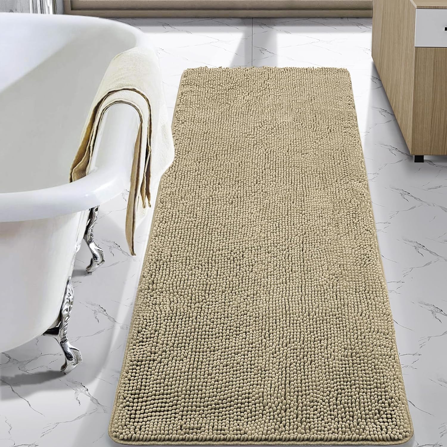 LOCHAS Luxury Bathroom Rug Shaggy Bath Mat 24 x 60 Inch Soft Plush