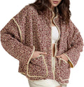Cropped Puffer Quilted Jacket Vintage Floral Print - Lightweight refer