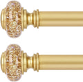 Gold Crystal Curtain Rod 2 Pack 48 to 84 in - Heavy Duty Vintage Look
