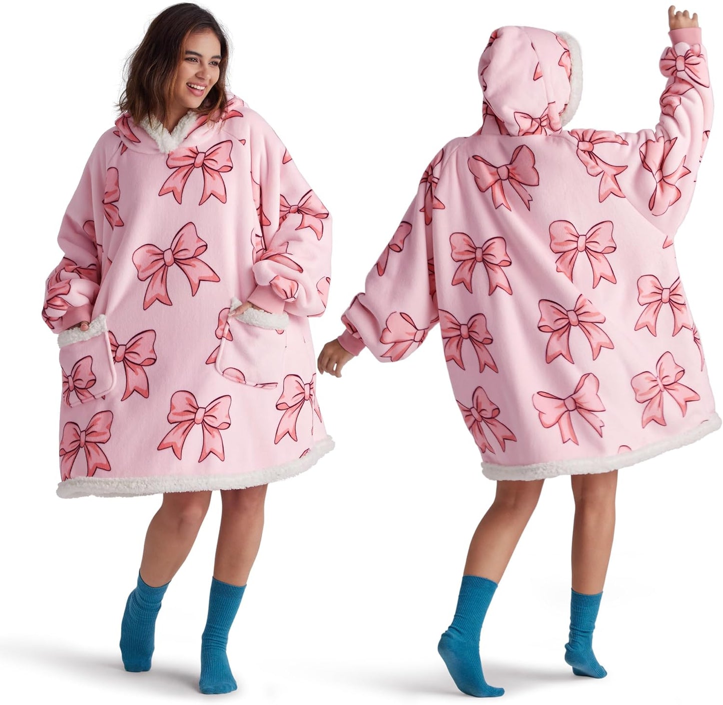 Wearable Blanket Hoodie for Adults & Kids - Sherpa Comfort