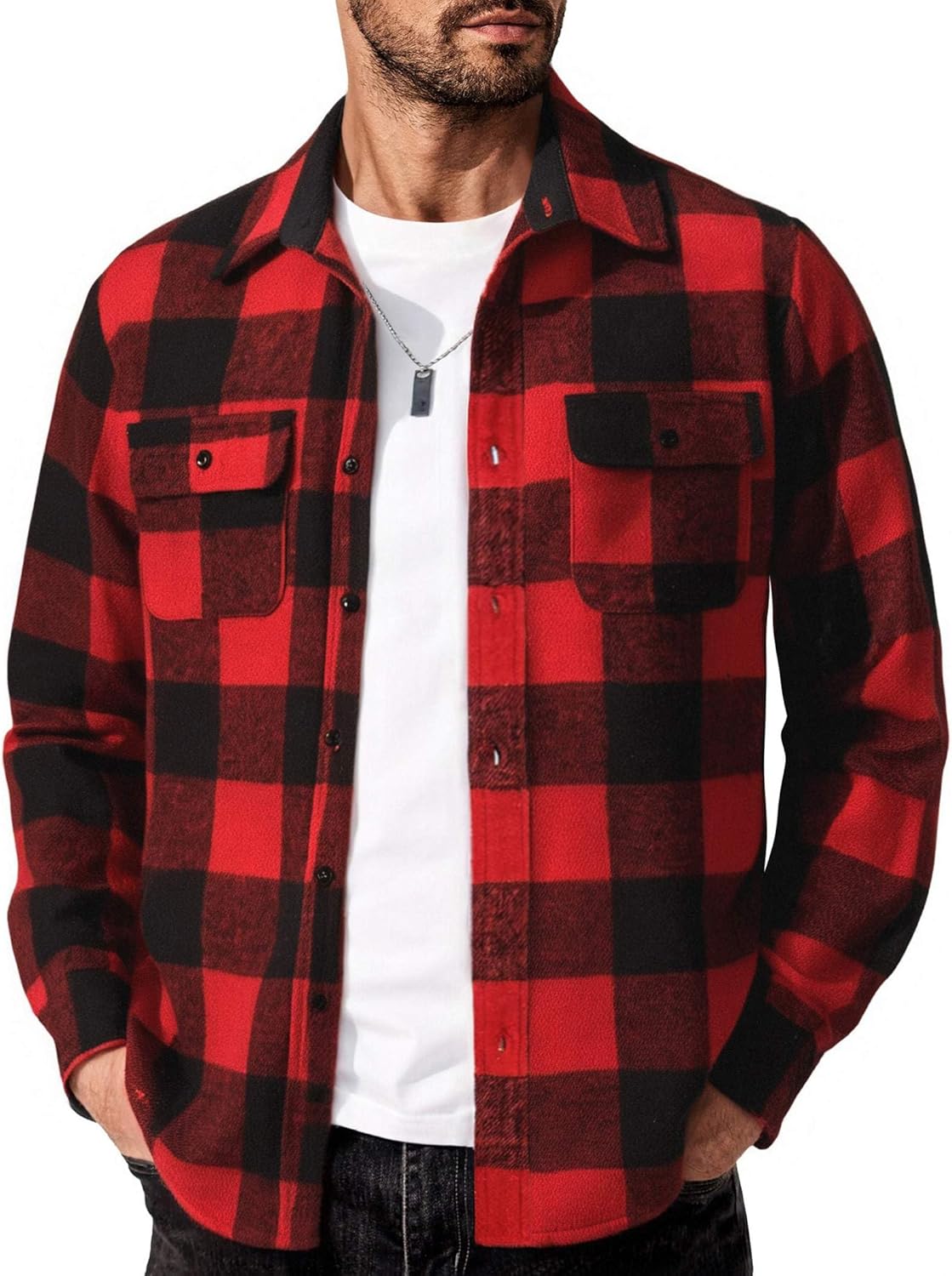 COOFANDY Men's Flannel Shirt Jacket for Casual Style and Comfort