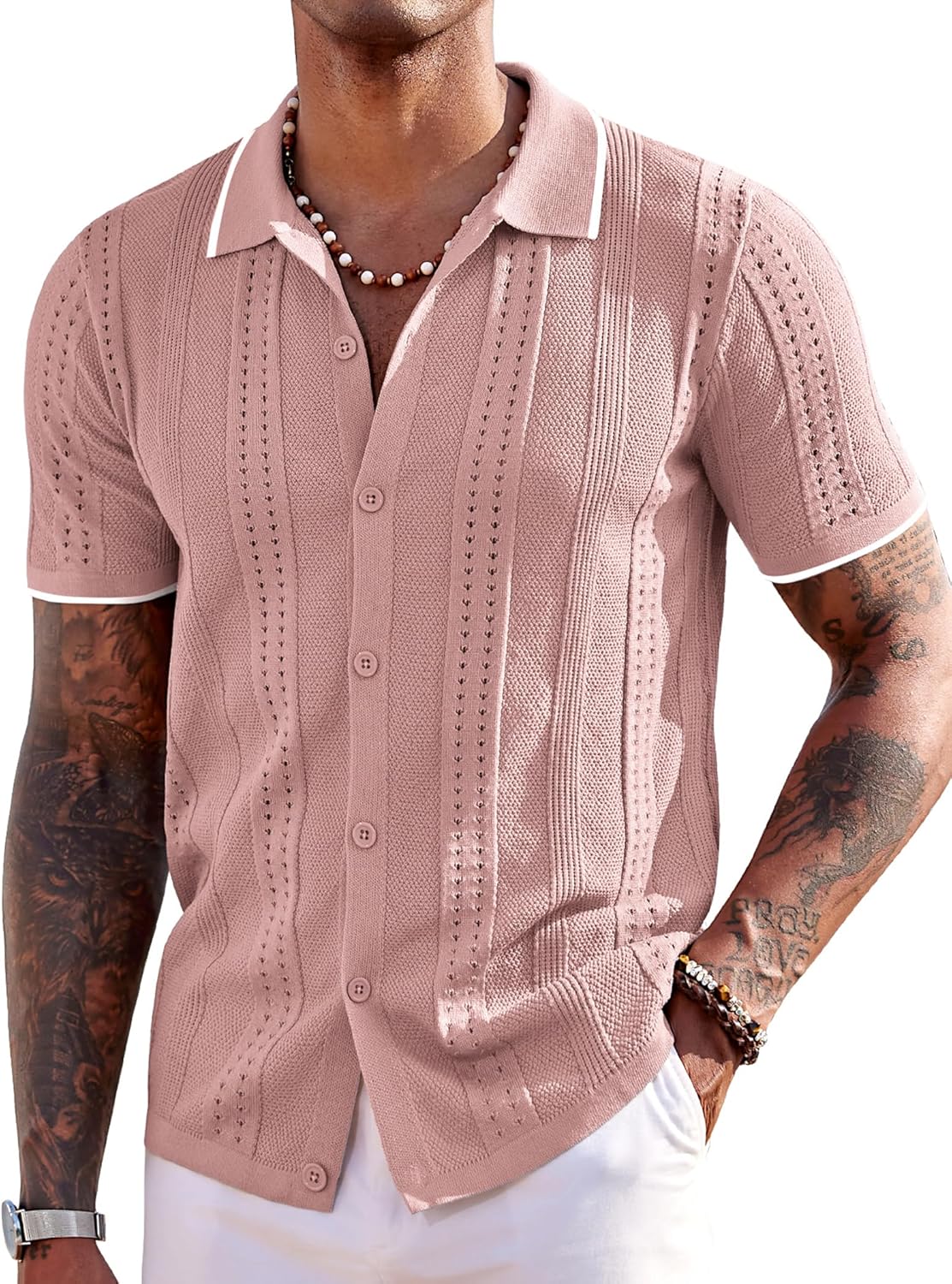 COOFANDY Men's Knit Shirts Short Sleeve Polo for Summer Style