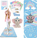 Kids Yoga Mat Set with Flashcards & Plush Ellicorn - Beginner Yoga Kit