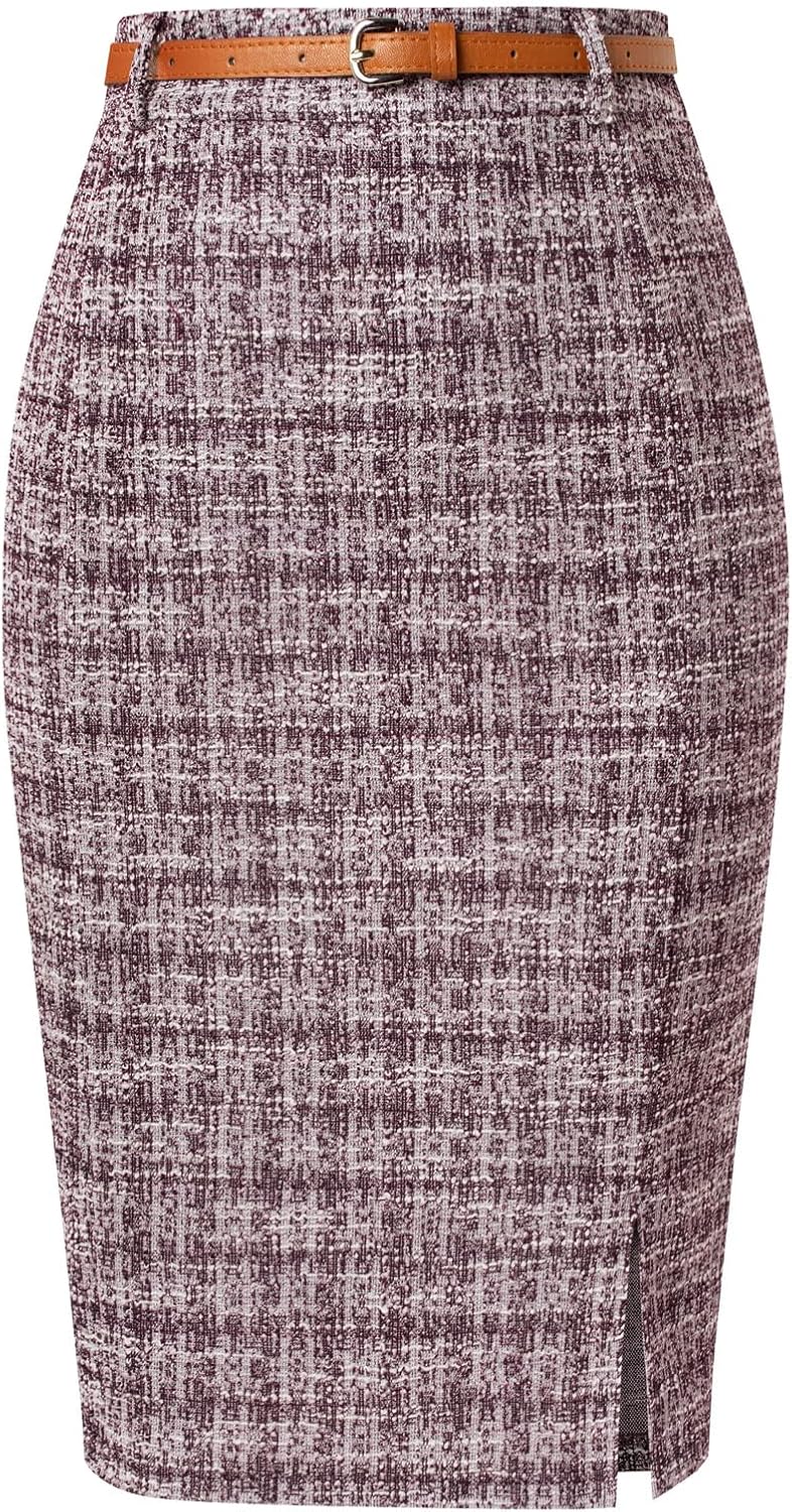 Tweed Pencil Skirt for Women - Elegant High Waisted Design