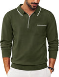 Mens Knit Polo Long Sleeve Collared Sweater Polo - Smart Casual Staple