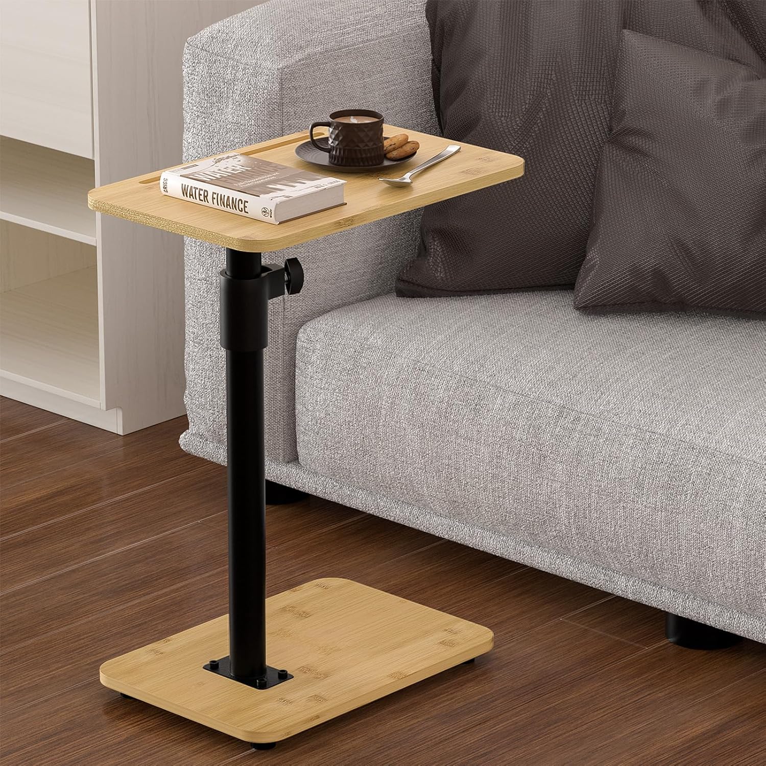 360 Swivel Sofa Armrest Tray - Height Adjustable Side Table - Phone & Tablet Slots