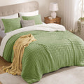 Micromink Sherpa King Comforter Set - Fluffy Light Green, Ultra Soft