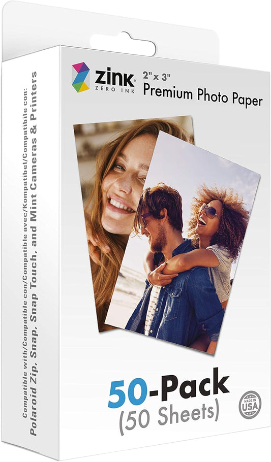 Zink 2x3 Premium Photo Paper (50 Pack) for Polaroid Cameras