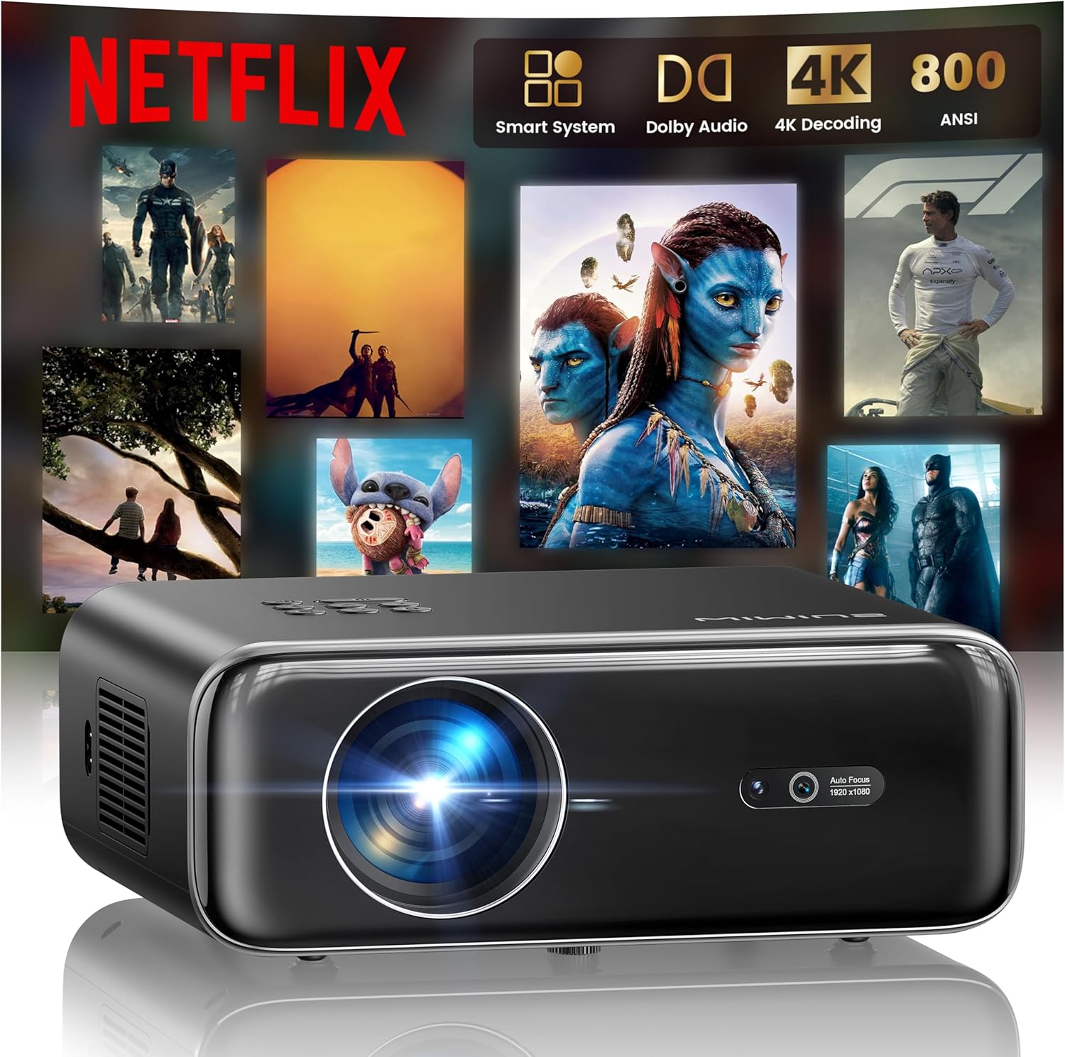 Smart Outdoor Projector with 4K Support and WiFi6 Connectivity