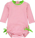 Seersucker Long Sleeve One Piece Rash Guard - UPF 50+ Sun