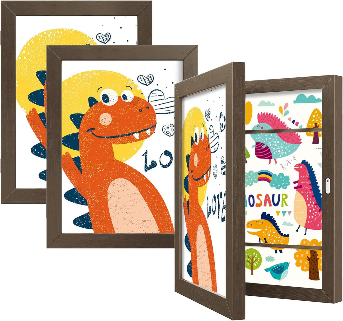 BAIJIALI Brown Art Frames for Kids Artwork - 3 Packs for Display
