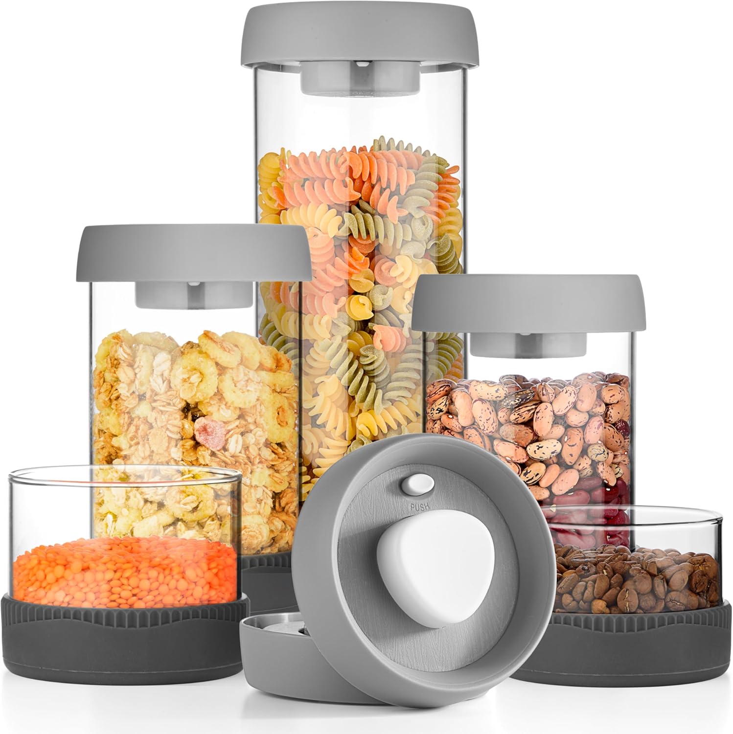 Glass Canisters Set for Kitchen Storage - Airtight and Elegant