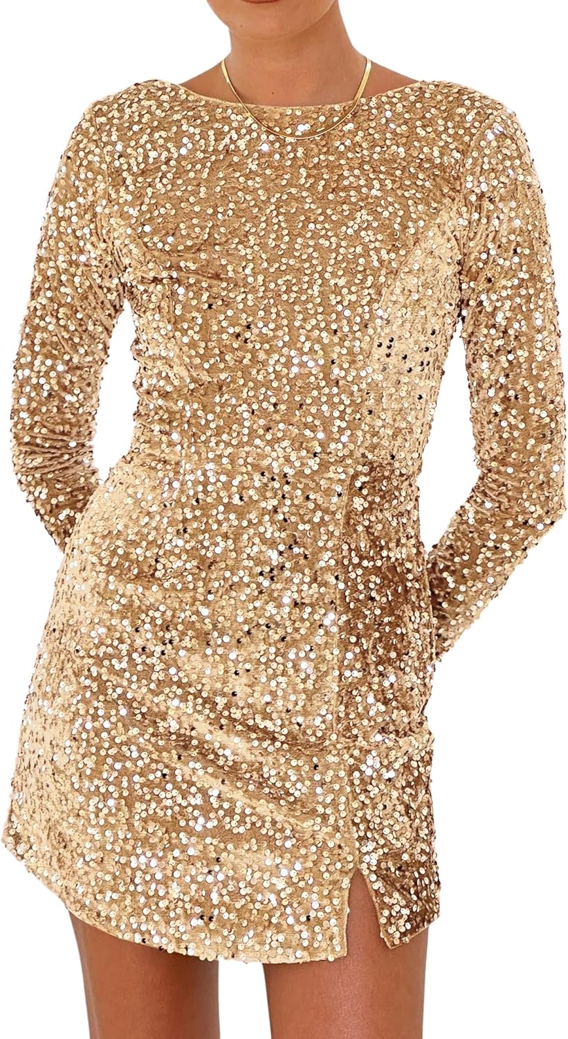 R.Vivimos Women's Sequin Bodycon Dress for Fall and Winter