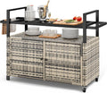 XL Outdoor Storage Cabinet with Glass Top - Mobile Patio Cart