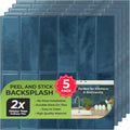 5 Pack Peel and Stick Backsplash Subway Tiles - Extra Thick 3D Blue