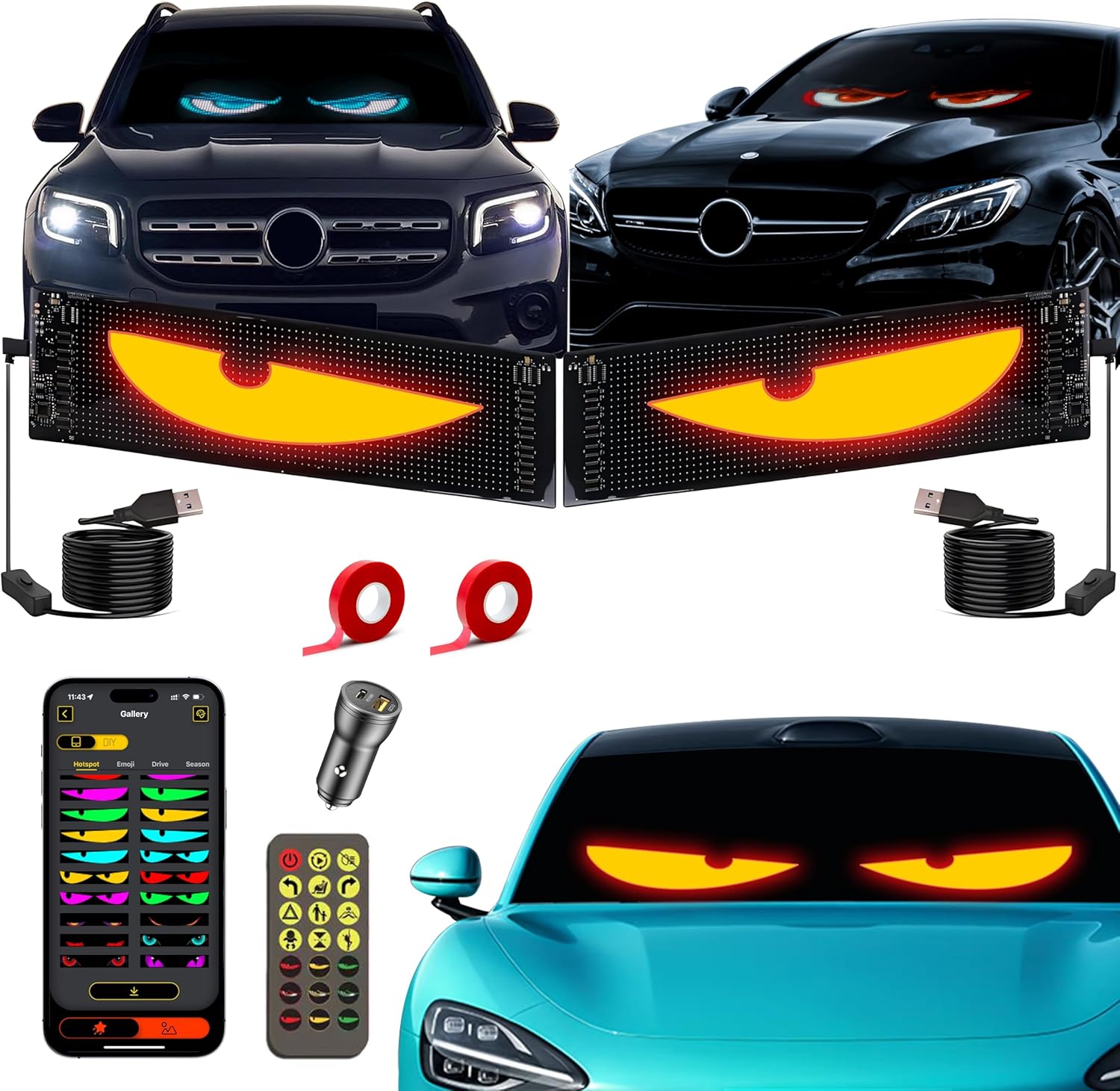 Devil Eyes Light 2-Pack - Programmable LED Car Accessory
