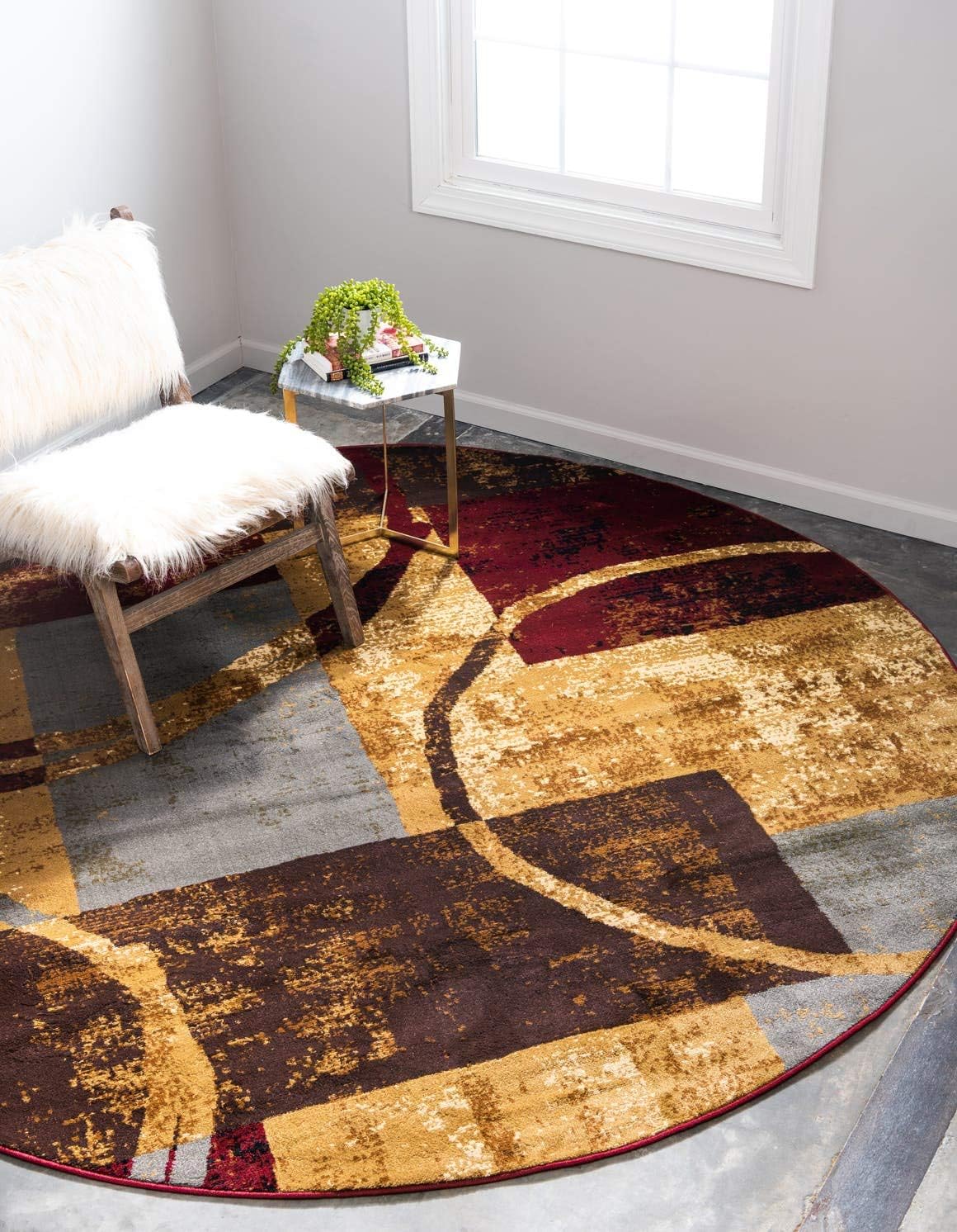 Unique Loom Barista Collection Area Rug - Kouillou 5ft 3in Round