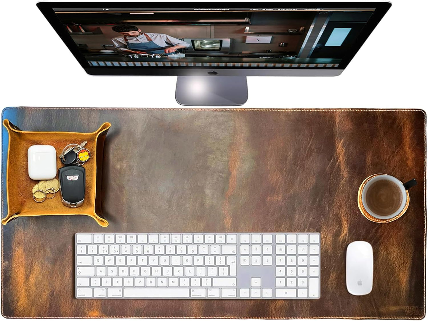 Leather Desk Mat Pad - Full Grain Blotter & Protector for Office