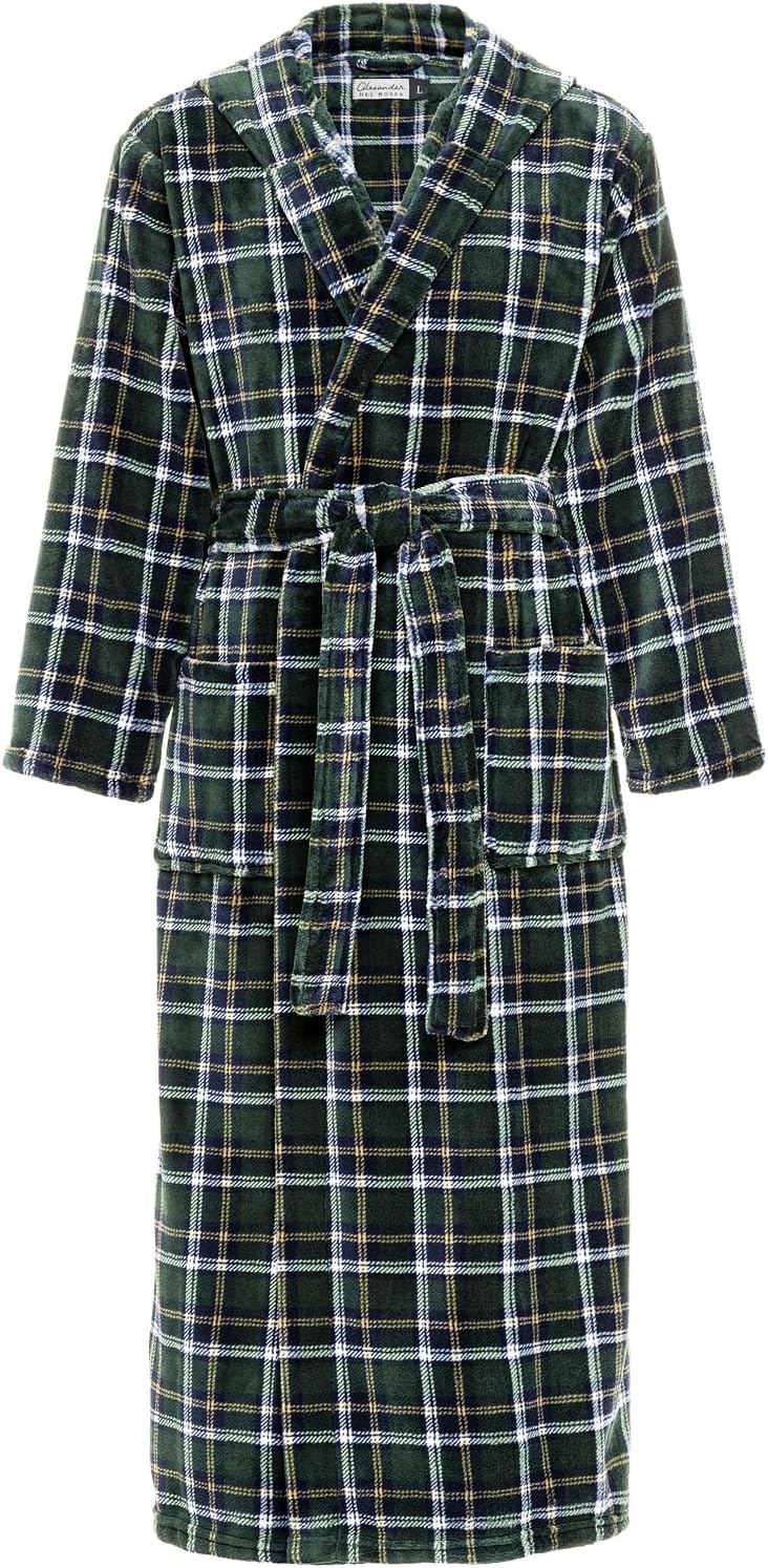 Plush Fleece Hooded Mens Bathrobe for Big and Tall Comfort