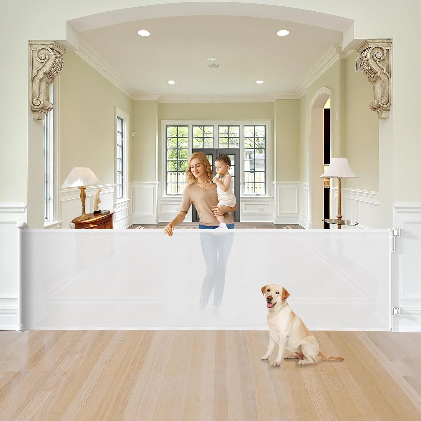 34ft' Tall Retractable Baby Gates for Large Openings by MOMSSY