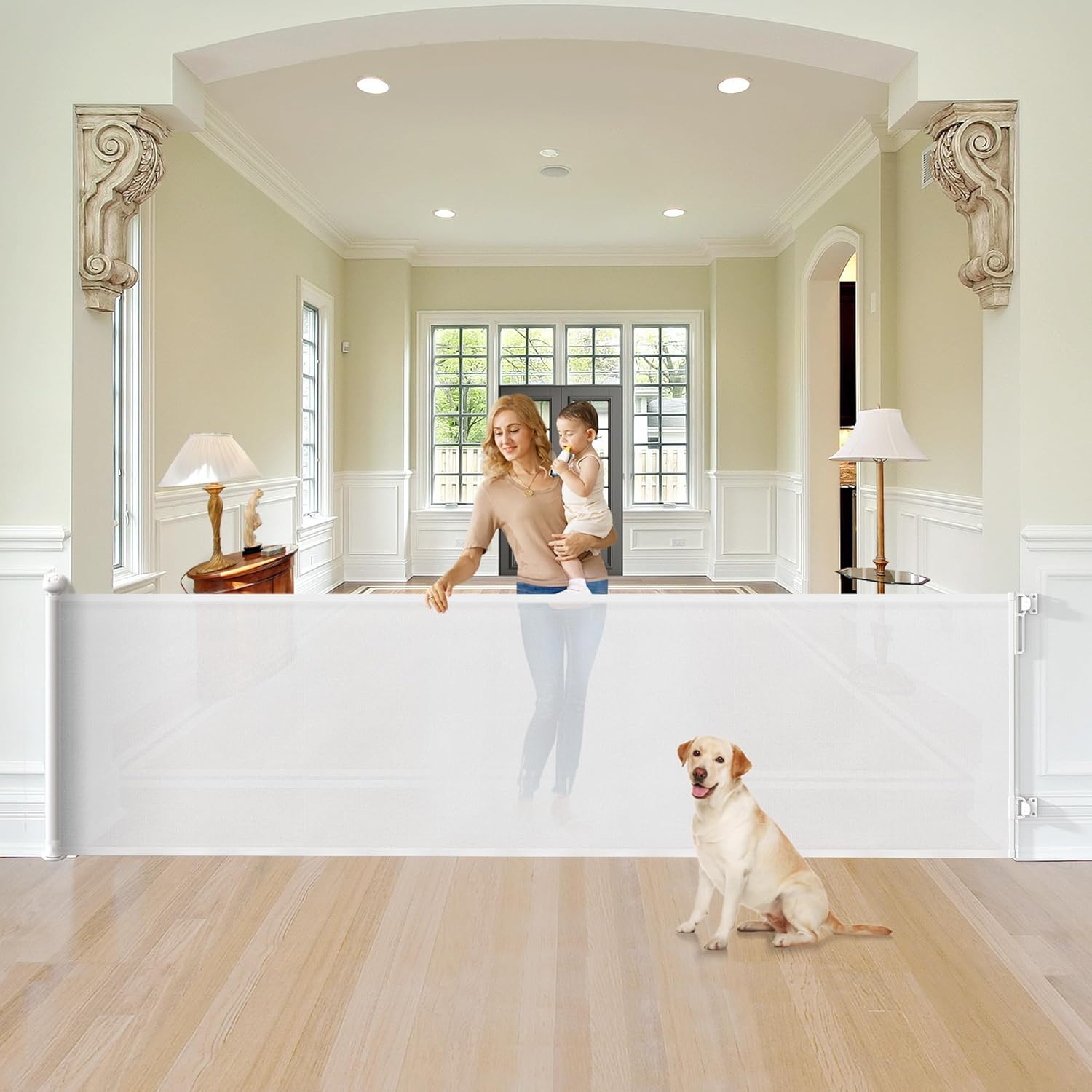 34ft' Tall Retractable Baby Gates for Large Openings by MOMSSY