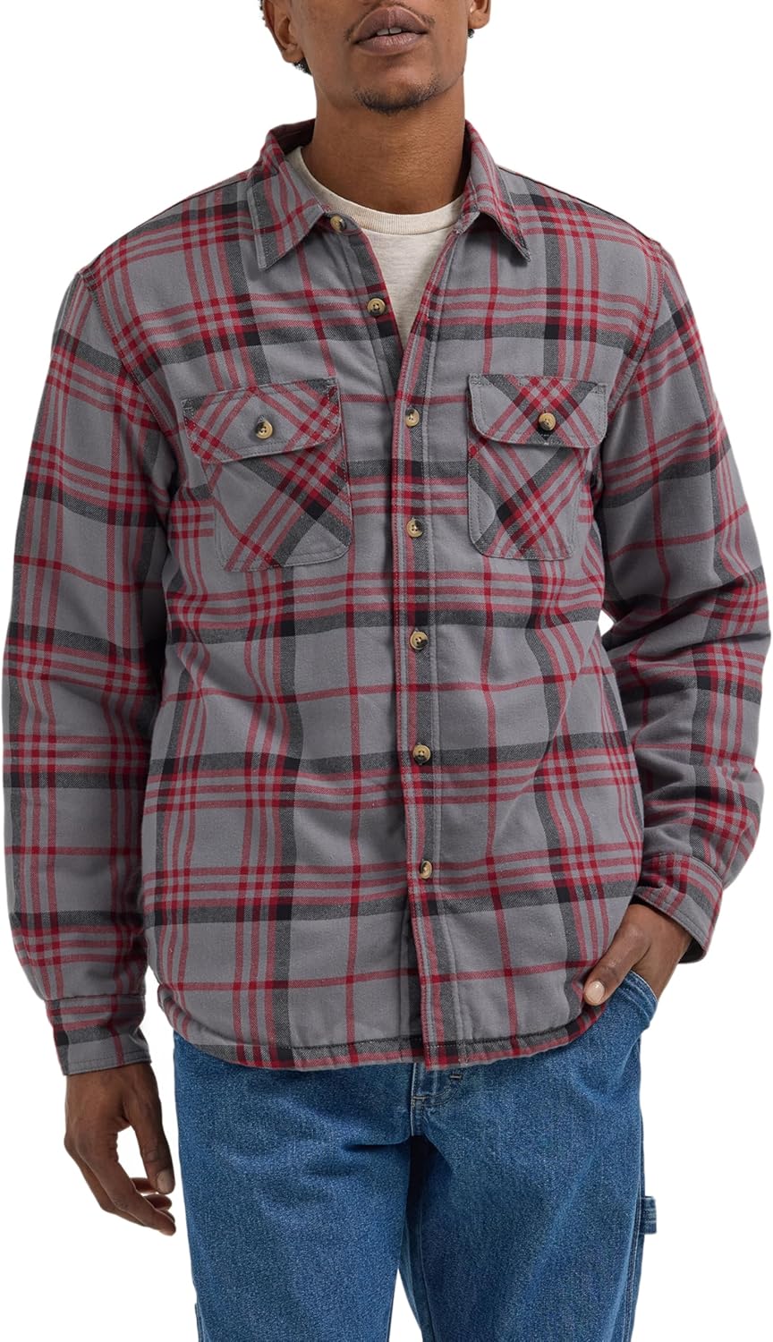 Wrangler Authentics Mens Long Sleeve Sherpa Lined Shirt Jacket