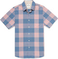 Dubinik Mens Short Sleeve Button Down Shirt - Classic Cotton Plaid