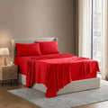 Short Queen Sheet Set Red - 1800 Ultra-Soft Microfiber Sheets